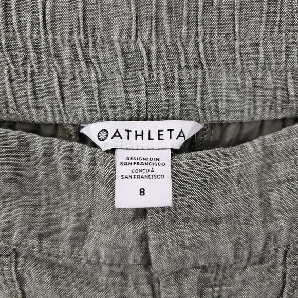 Athleta Voyager Linen Pant Women's 8 in Aspen Olive Green High Rise Outdoor Camp - Picture 3 of 7